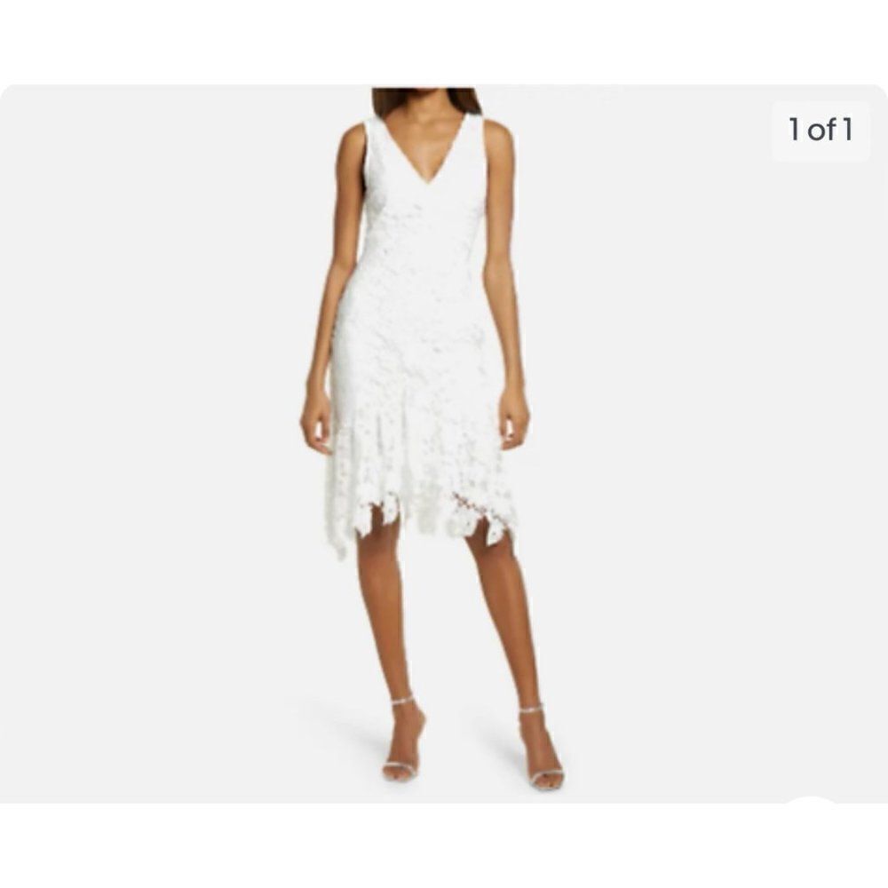Floreat Studios White Crochet Midi Dress Strappy Zip Size XS NEW